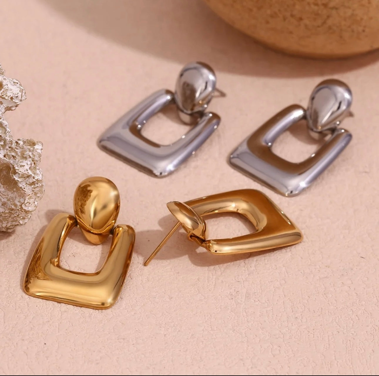 Drop earrings stainless steel 18K Gold