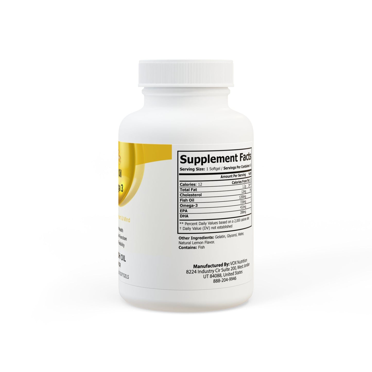 Omega 3 Fish Oil Supplement (60 Softgels) - Shide's Store